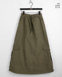 Tarp Peach Fuzz Cotton Cargo Two Way String Long Skirt