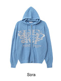 Delrin Print Knit Hood Zip-Up
