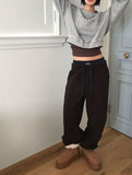 (Lining brushed) COLORBLOCK WAIST PANTS