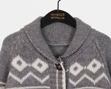 Jeber Deer Nordic Round Collar Knit Cardigan