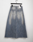 atune slit washed denim maxi long skirt