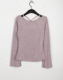 Compo Vintage Cross X Strap Deep V Neck Long Sleeve T-Shirt