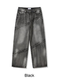 Luke diagonal panel washed denim pants