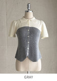 Rosven color matching collar short sleeve knit