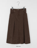Necoco banding corduroy pintuck long skirt