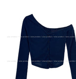 Precky One Shoulder Ribbed Cardigan
