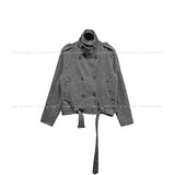 Faye Belted High Neck Double Jacket