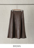 Lazy flare leather long skirt
