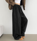 Two-Way Hem Snap Banding Diagonal Cut Wide Fit Cotton Pants