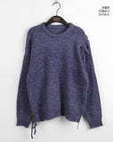 Shabu Eyelet Slit Ribbon Strap Long Sleeve Knit