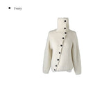 Juke diagonal button high neck knit