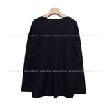 Loose Fit Waffle U Neck Long Sleeve Tee