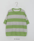 Monomo Linen Stripe Color Short Sleeve Knit