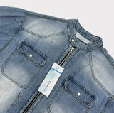 Evergreen cool denim biker jacket