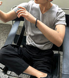 Ice Tencel V-neck Short Sleeve Knit