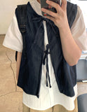 [BAONHAUS] Hanio Denim Ribbon Vest