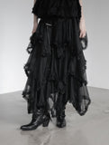 Cherian Chiffon Unbalance Tiered Skirt