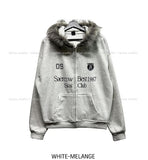 Seraw Printing Fur Hood Zip-Up