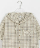 Misito Check String Hood Short Sleeve Shirt