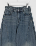 [unisex] Kaif Rivet Cut Washing Wide Denim Pants