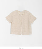 Menzi Stripe Crop Short Sleeve Cardigan