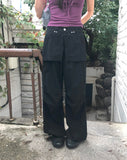 Hipu Button Pintuck Pocket Slit Skirt Pants