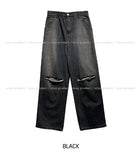cross damage banding denim pants