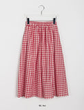 Dines banding check long skirt