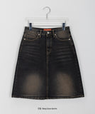 Dumpy Washed Denim Midi Skirt