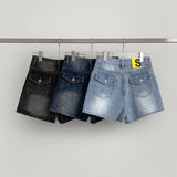 Back Pocket Point A-line Denim Skirt Shorts