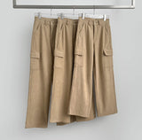 Golden Corduroy Cargo Veloa Fleece Long Wide Pants