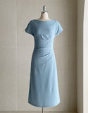 Jelenin Draped Shirred A-line One Piece