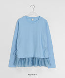 Kukyu Frill Shirring Long Sleeve Tee