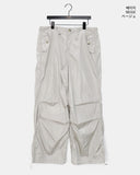 QYA Glossy Shirring Parachute Cut Wide Pants