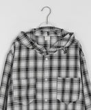 [unisex] Keluto Pocket String Over Check Hood Shirt