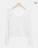 Seka Dot Crop Basic Cardigan