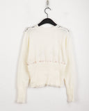 Sime Balletcore Ribbon String Punching Knit Cardigan
