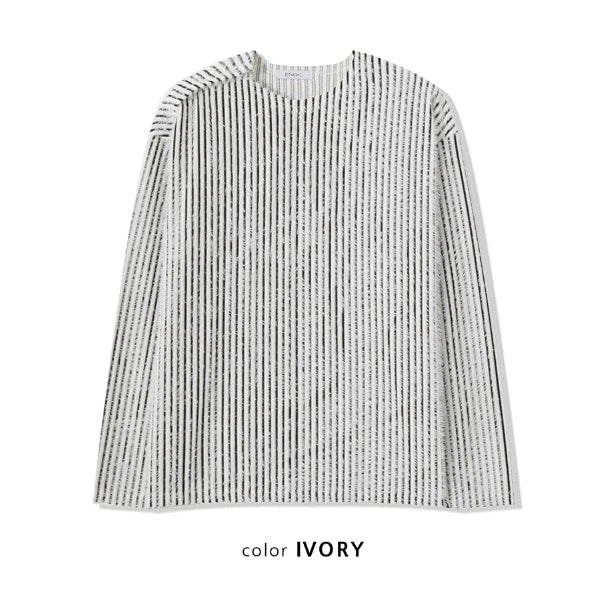 COSYHARU (コシハル) - ファーストライプスナップTシャツ / Fur