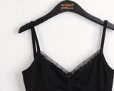 Prun Lace Button Ribbed V-Neck Sleeveless