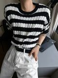 Baron cable stripe short sleeve knit