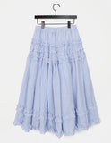 Leyou Frill Tiered Banding Long Skirt
