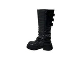 Hapa Leather Warmer Buckle Platform Sole Long Boots