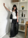 Bulk lace one-off strap short sleeve T-shirt