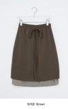 Haya Embossed Floral Layered Banding Midi Skirt