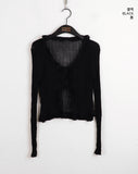 Litu Change of Season Frill Strap See-Through Long Sleeve Cardigan