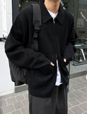 Minimal achromatic two-way cardigan