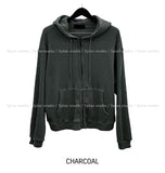 Cream Pigment Waffle Hood Zip-Up