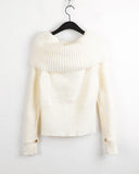 Palms Button Warmer Ribbed Off Shoulder Knit
