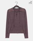 Letil Hippie Velvet Bokashi Eyelet Collar T-Shirt