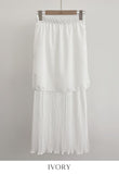 Weave Pleats Banding Skirt